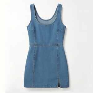 VICI Round Collar Bodycon Denim Mini Dresses in medium